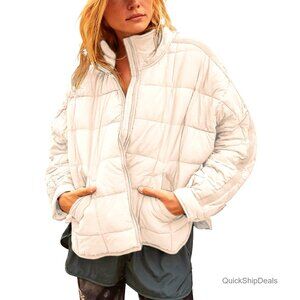 Lightweight Quilted Puffer Jacket with Pockets, Zip Up, Relaxed Fit